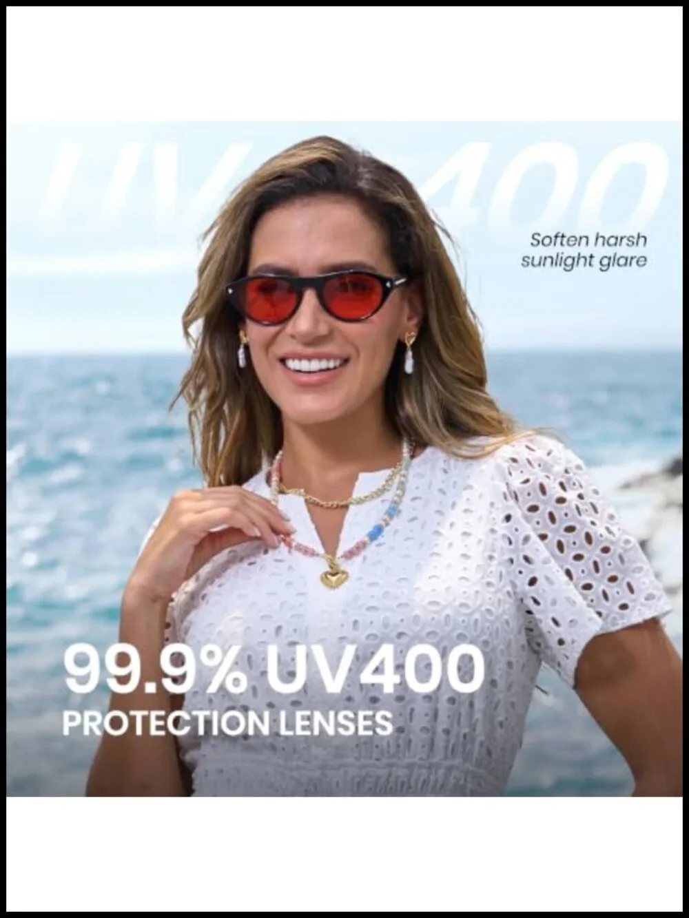 Retro Oval Cat Eye Sunglasses for Women UV400 Protection Lightweight Fashion